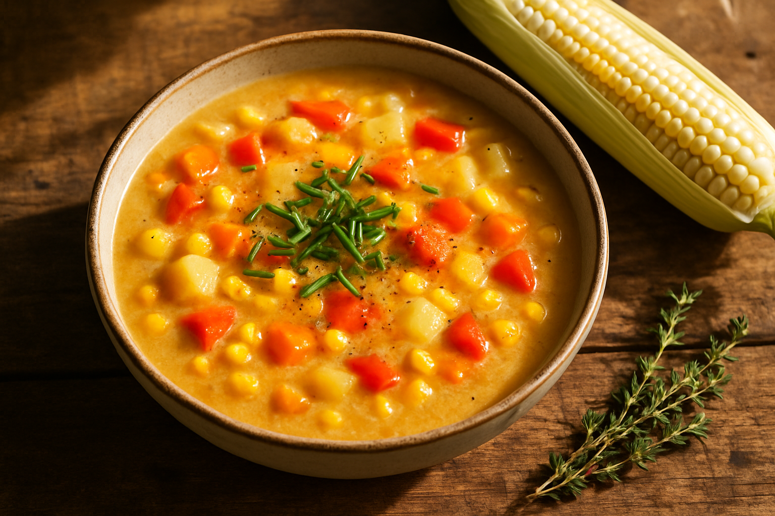 Creamy Garden Corn & Sweet Pepper Chowder