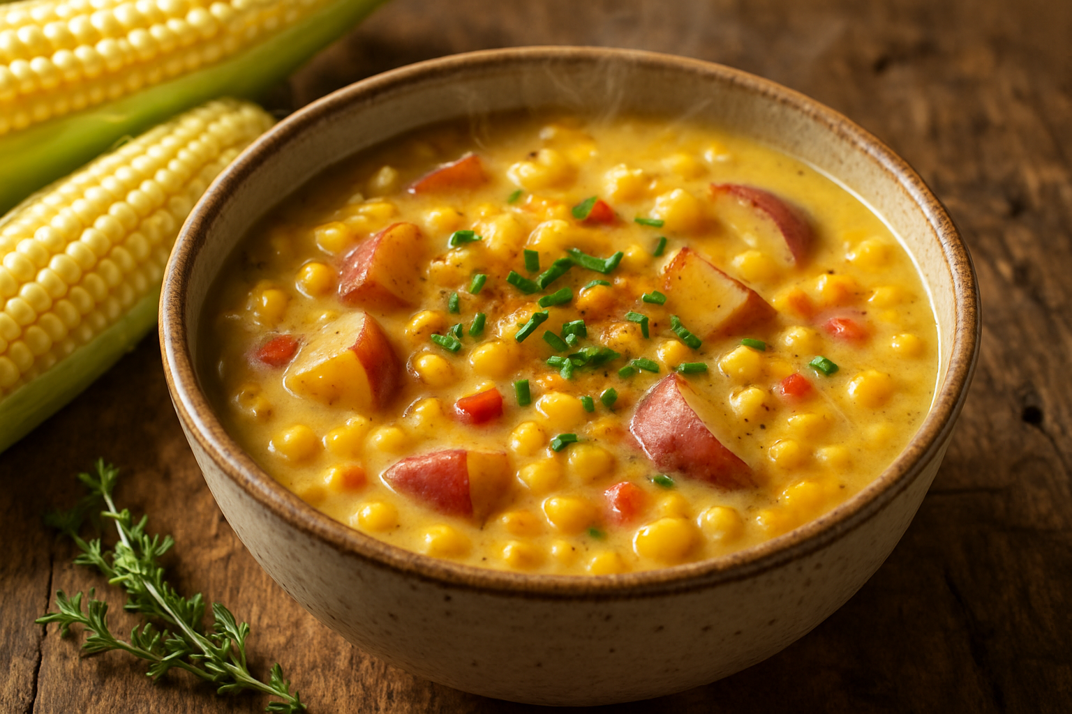 Garden Corn & Pepper Chowder with Fresh Thyme
