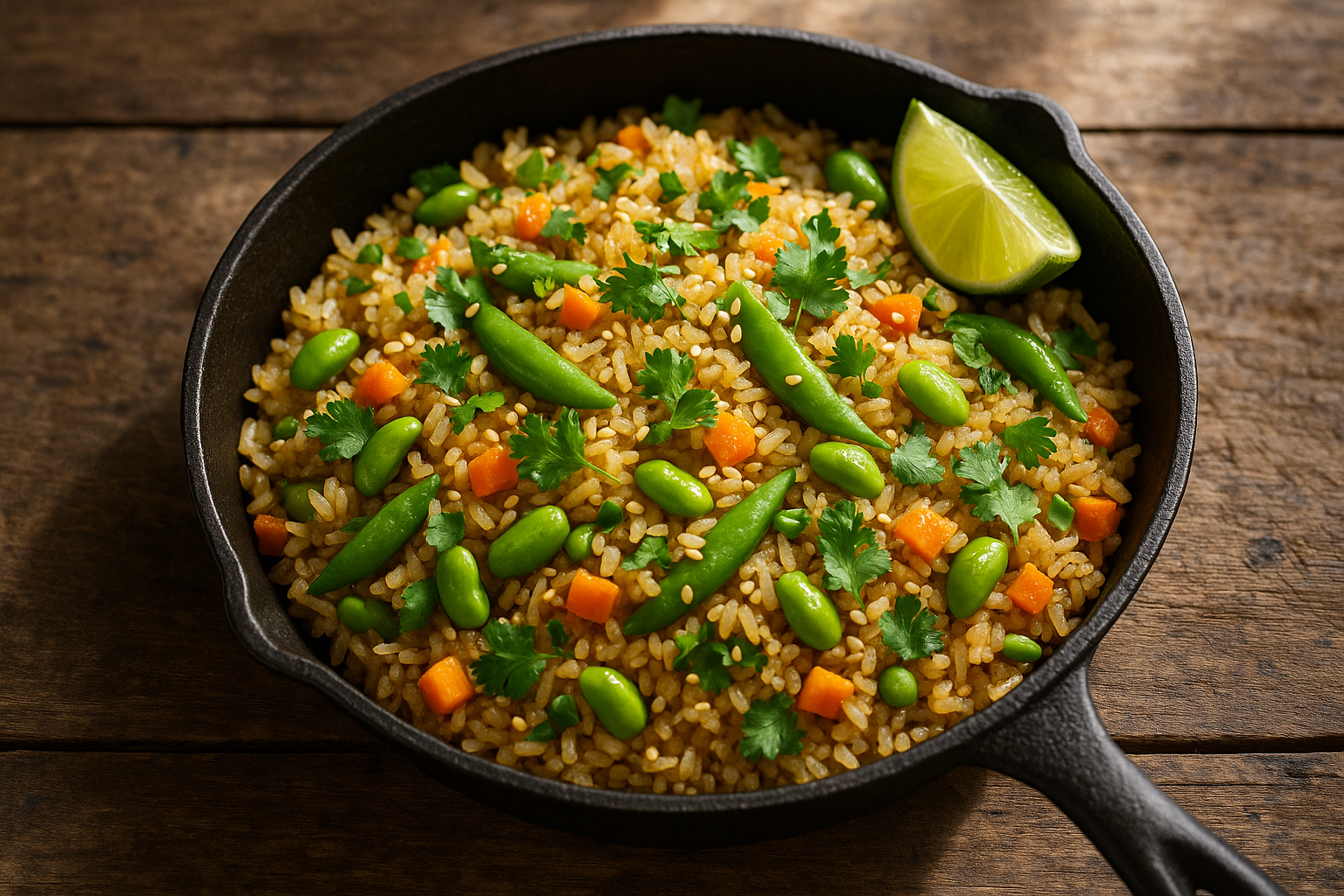 Garden Fried Rice with Snap Peas, Carrots & Fresh Herbs