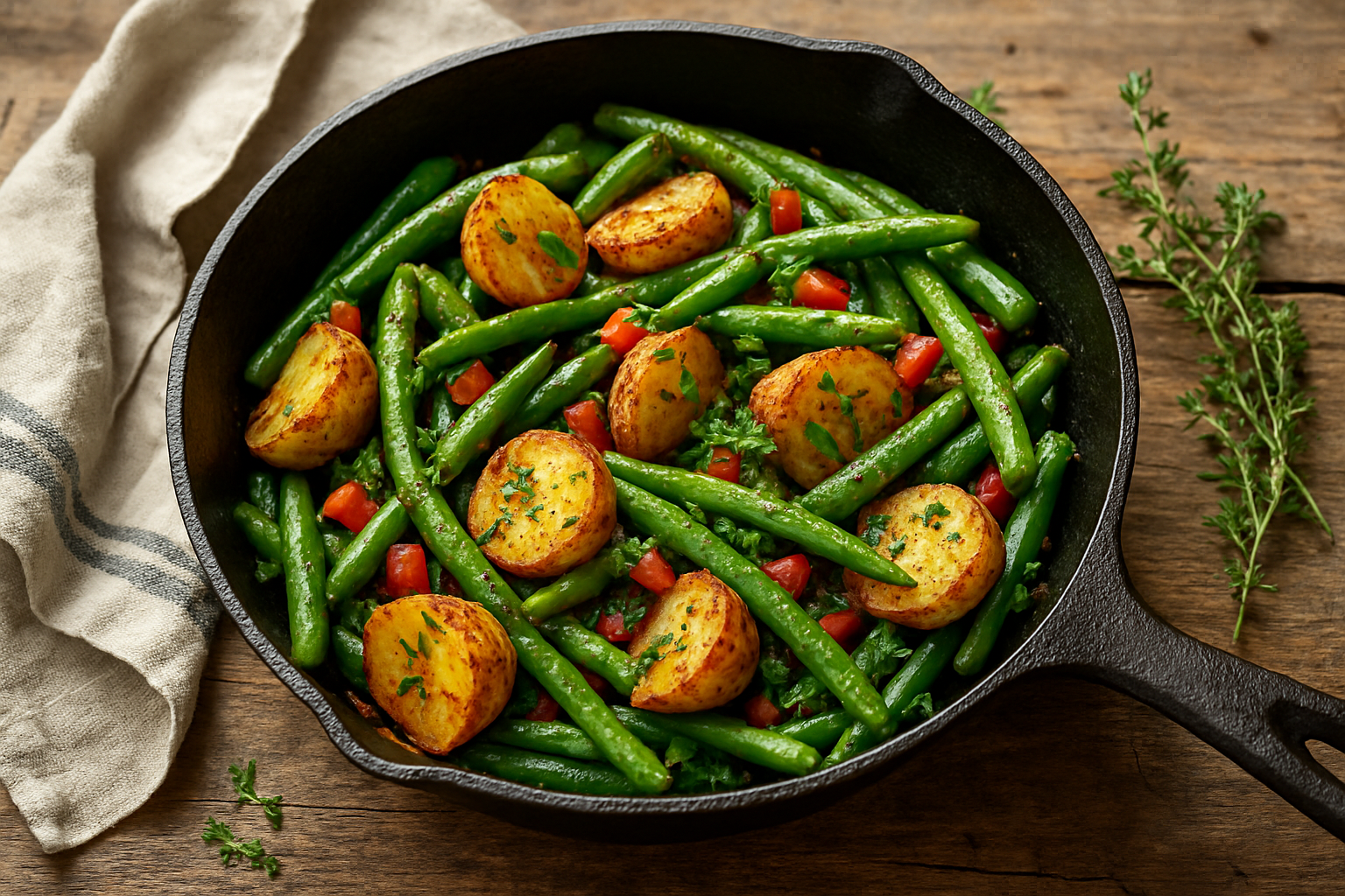 Garden Green Bean & Potato Hash with Smoky Paprika and Fresh Herbs